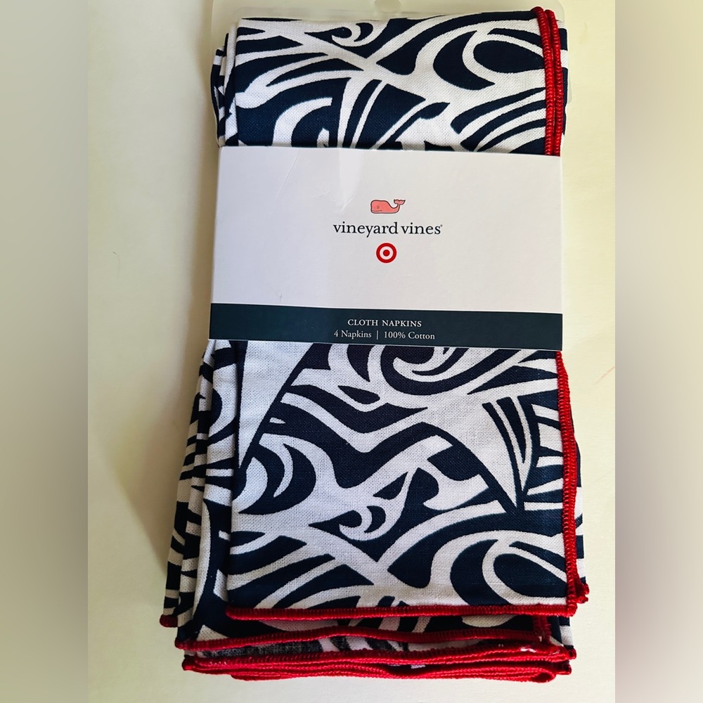 Vineyard Vines For Target Napkins Navy Blue Red 4 Four Cloth Costal Waves